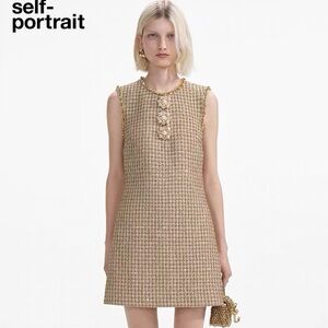 Self-Portrait Embellished bouclé minidress